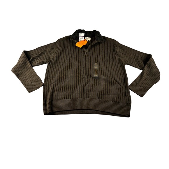 Field Stream 1/4 Zip Ribbed Knit Sweater Brown Mens 2XL NWT Fall Mock - Picture 2 of 11